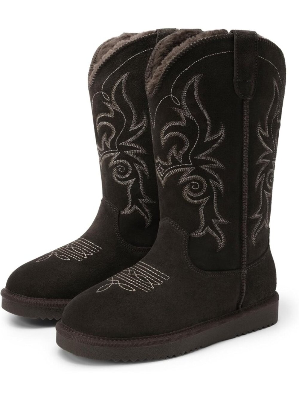 DREAM PAIRS Women's Brown Knee High Cowgirl Pull On Boots Western Winter Boots